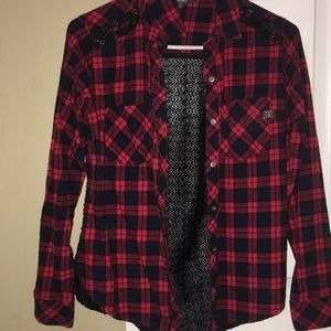 Red & Black Plaid Miss Me Button Up